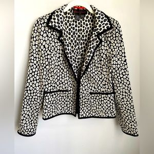 Nina Mclemore Black & White Geo Print Blazer Jacket Size 4
